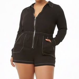 Plus size zip-front Romper